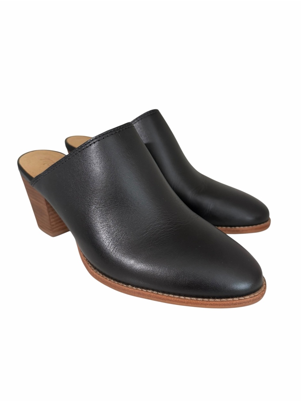 Madewell The Harper Mules Black Size 7.5 Leather Block Heel